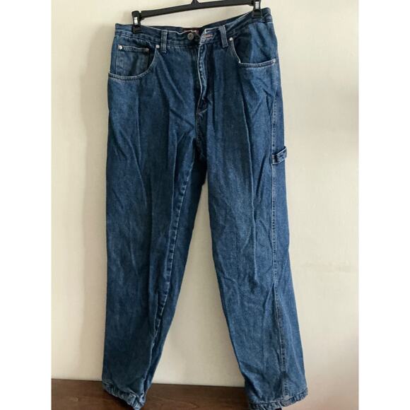 Moose Creek Men Flannel Lined Size 36x34 Blue Jeans Carpenter Pants Hammer Loop - Picture 1 of 9